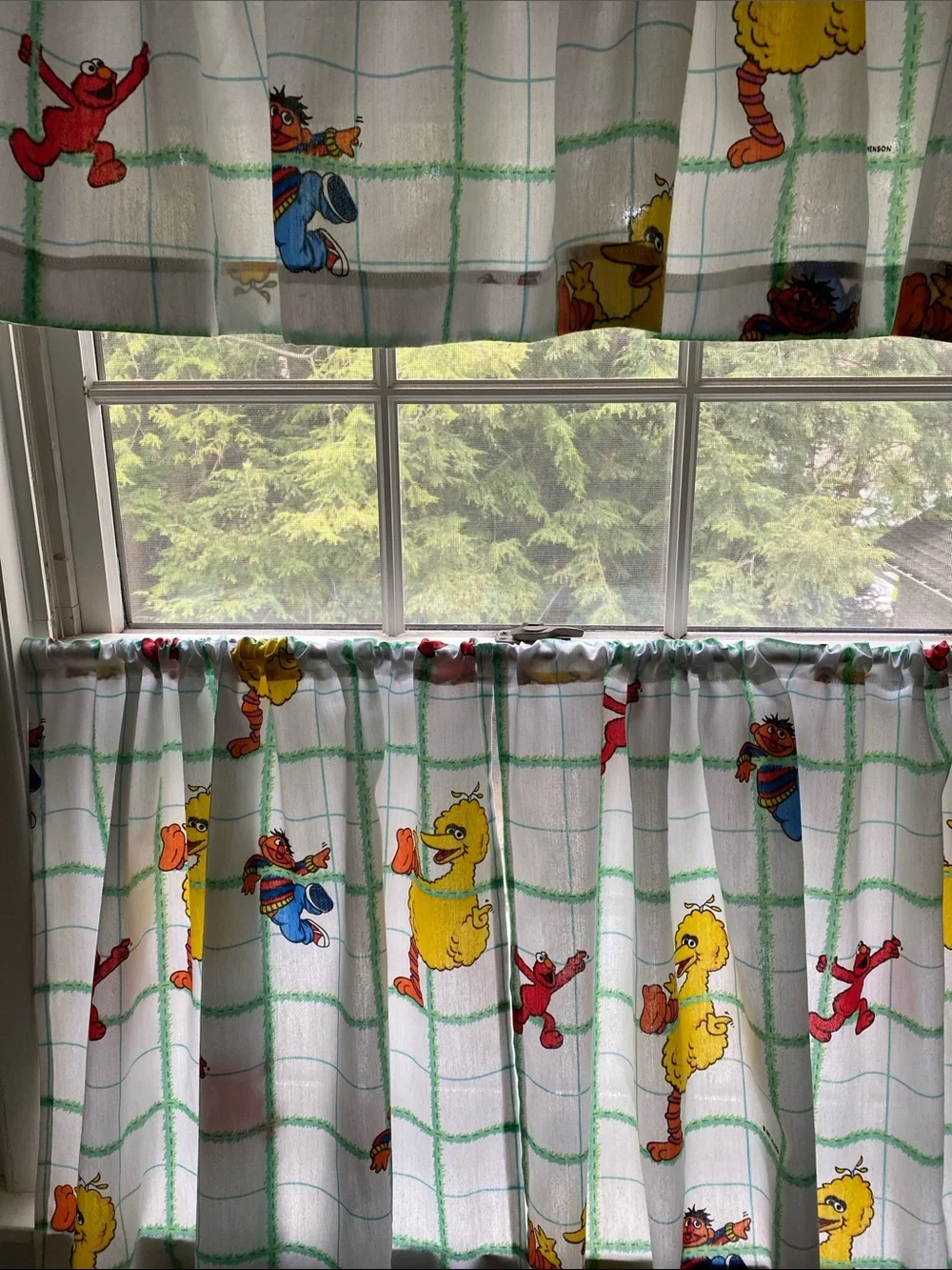 VTG ‘97 Sesame Street Bedsheet Curtains